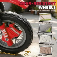 Aosom 6V Kids Motorcycle, Electric Motorcycle with Dirt Bike Style, Street Bike Design Battery Powered Ride On Toy with Training Wheels, Headlight, Music, Ages 5-8, Red(m-9)