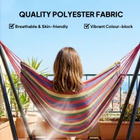 Outsunny Patio Hammock with Stand, Fabric Outdoor Hammock Bed with Stand for Beach, Yard, Bedroom, Indoor, Outdoor, Muti-Colored(m-5)
