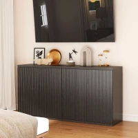 HOMCOM Sideboard Buffet Cabinet Set of 2, Kitchen Cabinet with Soft-Close Door and Adjustable Shelves, Distressed Black Grey(m-8)