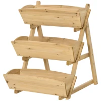 Outsunny 3 Tier Raised Garden Bed, 23.5" x 29.5" x 30.3" Vertical Wooden Elevated Planter Box Kit, Plant Stand for Flowers, Vegetables, Herbs(m-11)