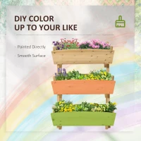 Outsunny 3 Tier Raised Garden Bed, 23.5" x 29.5" x 30.3" Vertical Wooden Elevated Planter Box Kit, Plant Stand for Flowers, Vegetables, Herbs(m-6)