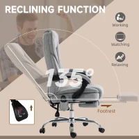 Vinsetto Massage Office Chair, Reclining Computer Chair with Adjustable Height and Footrest, Grey(m-6)
