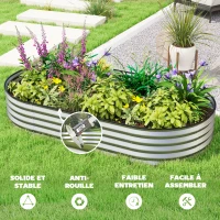 Outsunny 6' x 3' x 1' Large Outdoor Planter Box, Galvanized Raised Garden Bed with Metal Plant Stake, Silver(m-7)