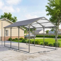 Outsunny 10 x 15ft Metal Carport, Heavy-Duty Carport Canopy with Reinforced Steel Frame & Roof, All-Weather Protection(m-3)
