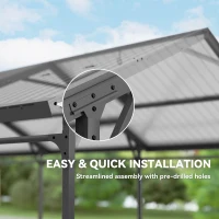 Outsunny 10 x 15ft Metal Carport, Heavy-Duty Carport Canopy with Reinforced Steel Frame & Roof, All-Weather Protection(m-9)