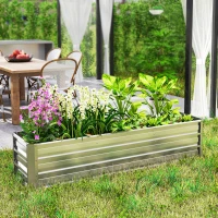 Outsunny 6' x 1.5' x 1.3' Galvanized Raised Garden Bed, Elevated Large Metal Planter Box w/ Install Gloves for Backyard, Patio to Grow Vegetables, Herbs, and Flowers, Silver(m-10)