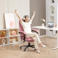 Vinsetto 7-Point Vibrating Massage Chair, Reclining Office Chair with Footrest, Reclining Back, Adjustable Height, Pink(m-10)