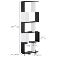 HOMCOM Modern Bookcase 5-Tier Display Shelf Storage Shelf Room Divider Living Room Home Office Furniture, Black(m-3)