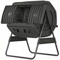 Outsunny Compost Bin Outdoor, 53 Gal Dual Chamber Tumbling Composter with Adjustable Vents, BPA Free Tumbling Composter, Black