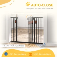 PawHut 29.1''-41.3'' Extra Wide Dog Gate with Cat Door, Stair Pressure Fit, Auto Close, Double Locking, for Doorways, Hallways(m-5)