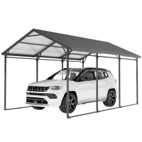 Outsunny 10 x 15ft Metal Carport, Heavy-Duty Carport Canopy with Reinforced Steel Frame & Roof, All-Weather Protection(m-2)