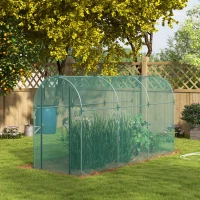 Outsunny Galvanized Steel Crop Cage, Plant Protection Tent with Zippered Door, 4' x 12', Green(m-8)