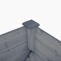 Outsunny Wooden Raised Garden Plant Stand Outdoor Tall Flower Bed Box with Hooks, 48" x 24" x 32", Grey(m-9)