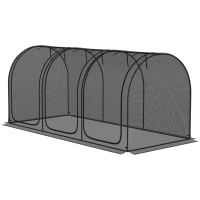 Outsunny 9' x 4' Crop Cage, Garden Plant Protector, with 3 Zippered Doors and 4 Ground Stakes, for Garden, Yard, Lawn, Black(m-2)