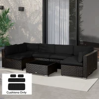 Outsunny Outdoor 14pc Patio Rattan Sofa Set Cushion Polyester Cover Replacement Set - No Cushion Included, Black(m-7)