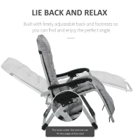 Outsunny Folding Garden Chairs Set of 2, Reclining Zero Gravity Chair, Sun Lounger with Cushion and Headrest, Dark Grey(m-4)