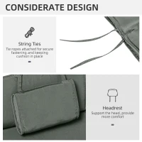 Outsunny Garden Lounger Chair Cushion Replacement, Deep Seat Patio Cushions with Thick Padded, Headrest, Removable Cover, Cushion ONLY, Grey(m-5)