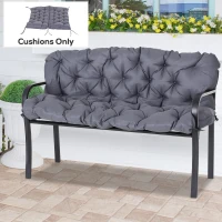 Outsunny 2 Seater Garden Bench Cushion, Soft Thick Outdoor Non-Slip 2 Seater Soft Pad With Backrest for Garden Patio, 52" x 43" x 4", Dark Grey(m-1)