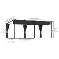 Outsunny 10' x 20' Metal Retractable Pergola Canopy with Sidewalls, Outdoor Gazebo UPF30+ Sun Shade Shelter for Garden, Deck(m-3)