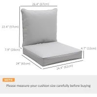 Outsunny Patio Chair Cushions, Thick Deep Seat Outdoor Seat Cushion with Back Cushion, Light Grey(m-3)