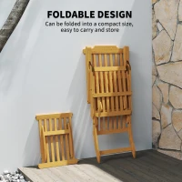 Outsunny Folding Patio Lounge Chair with Padded Cushion, Acacia Wood Patio Lounger Recliner with Footrest for Garden, Navy Blue(m-9)