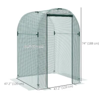 Outsunny Galvanized Steel Crop Cage, Plant Protection Tent with Zippered Door, 4' x 4', Green(m-3)