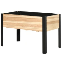 Outsunny Raised Garden Bed, Elevated Planter Box, 47"x24"x29" with Legs, Metal Frame, Wooden Planter Pot for Backyard, Patio to Grow Vegetables, Herbs, and Flowers, Natural(m-12)