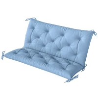 Outsunny Garden Bench Cushion with Backrest, Non-Slip 2 Seater Soft Pad with Ties, Blue(m-11)