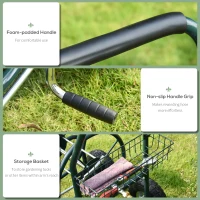 Outsunny Garden Hose Reel Cart, Portable Hose Organizer with Hose Guide System, 4 Wheels & Storage Basket for Yard, Garden, Farm(m-6)