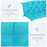 Outsunny Porch Swing Cushion Garden Bench Cushion with Backrest, Non-Slip 3-Seater Soft Pad, Swing Chair Mat Replacement for Indoor and Outdoor, 59.1" x 38.6", Turquoise(m-6)
