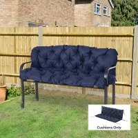 Outsunny Porch Swing Cushion Garden Bench Cushion with Backrest, Non-Slip 3-Seater Soft Pad, Dark Blue(m-8)