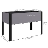 Outsunny Raised Garden Bed, Elevated Planter Box, 47"x24"x29" with Legs, Metal Frame, Wooden Planter Pot for Backyard, Patio to Grow Vegetables, Herbs, and Flowers, Grey(m-3)