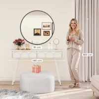 HOMCOM 36" Round Mirror, Bathroom Wall Mirror with Metal Frame, Decorative Vanity Mirror for Living Room, Bedroom, Black(m-10)