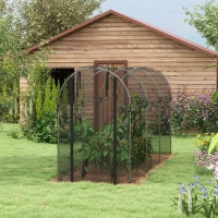 Outsunny Galvanized Steel Crop Cage, Plant Protection Tent with Zippered Door, 4' x 12', Black(m-9)