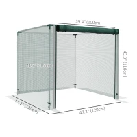 Outsunny Galvanized Steel Crop Cage, Plant Protection Tent with Zippered Door, 4' x 4', Green(m-3)