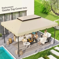Outsunny 13' x 10' Gazebo Replacement Canopy, Gazebo Top Cover with Double Vented Roof for Garden Patio(TOP ONLY), Beige