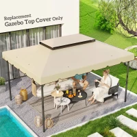 Outsunny 13' x 10' Gazebo Replacement Canopy, Gazebo Top Cover with Double Vented Roof for Garden Patio(TOP ONLY), Beige(m-1)