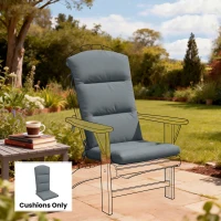 Outsunny Patio Chair Cushion for Adirondack Chairs Replacement Cushion with Back and Ties, Dark Grey(m-1)