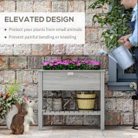 Outsunny Elevated Planter Box with Storage Shelf for Flowers, Vegetables, and Herbs, 36" x 16" x 32", Grey(m-4)