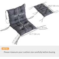 Outsunny Patio Chair Cushions Set of 2, 39" x 20" x 3" Outdoor Tufted Cushion Set with Ties for Indoor Outdoor Garden Furniture, Dark Grey(m-3)