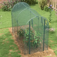 Outsunny Galvanized Steel Crop Cage, Plant Protection Tent with Zippered Door, 4' x 8', Green(m-9)