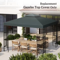 Outsunny 10' x 10' Square 2-Tier Gazebo Canopy Replacement Top Cover Outdoor Garden Sun Shade, Charcoal Grey(m-7)