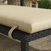 Outsunny Patio Chaise Lounge Chair Cushion Replacement Sun Lounger Pads with Headrest and Ties, Beige(m-10)