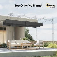 Outsunny 8' x 9.4' Retractable Pergola Canopy Replacement, Fit 7' x 10' Frame, UV30+ Pergola Cover Top Only, Dark Grey(m-10)