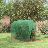 Outsunny 9.8' x 3.3' Plant Protector Tent, Crop Cage with Zipped Door and Ground Stakes for Garden, Yard, Lawn(m-1)