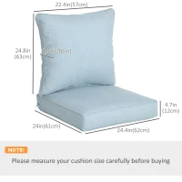 Outsunny Patio Chair Cushions, Thick Deep Seat Outdoor Seat Cushion with Back Cushion, Light Blue(m-3)