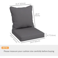 Outsunny Seat Cushion Back Pillows Replacement Set of 2, Patio Chair Cushions Set for Indoor Outdoor, Dark Grey(m-3)