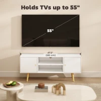HOMCOM TV Stand Cabinet for TVs up to 55 Inches, Entertainment Unit with Storage Shelves and Wood Legs for Living Room, White(m-7)