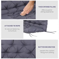 Outsunny 2 Seater Garden Bench Cushion, Soft Thick Outdoor Non-Slip 2 Seater Soft Pad With Backrest for Garden Patio, 52" x 43" x 4", Dark Grey(m-6)
