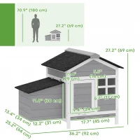 PawHut Wooden Chicken Coop with Nesting Box, Pull-out Metal Tray, for 1-2 Chickens, 36" x 25" x 27"(m-3)
